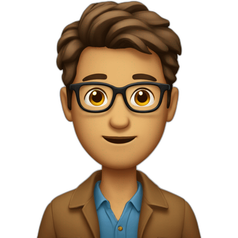 Belle homme brun avec lunettes  emoji