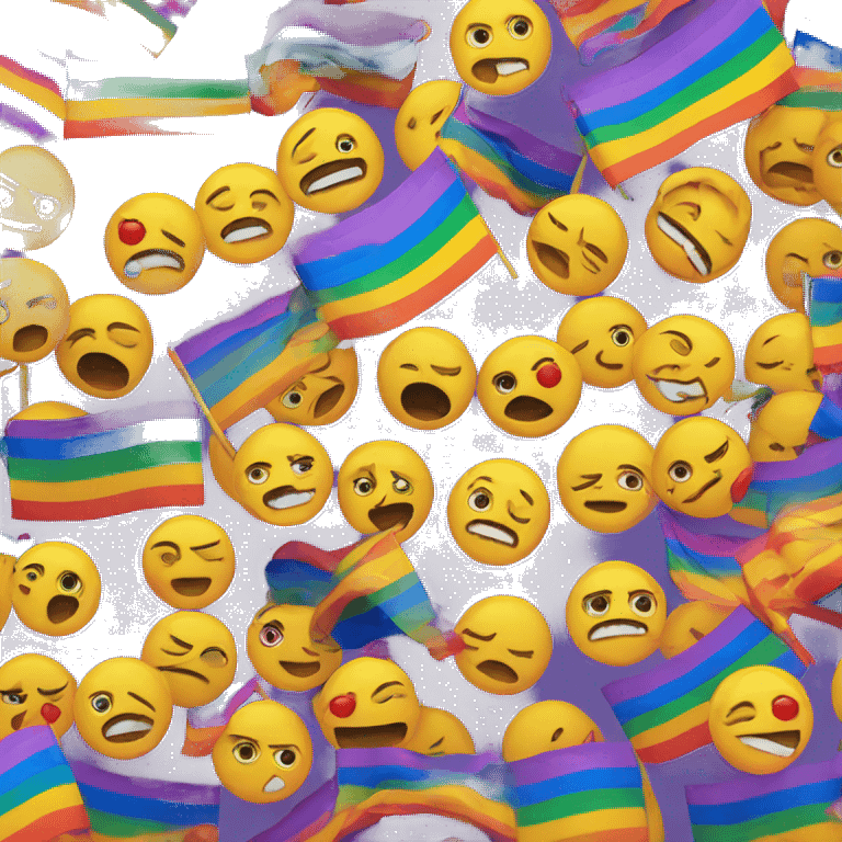 LGBTQ flag with sad faces on it emoji