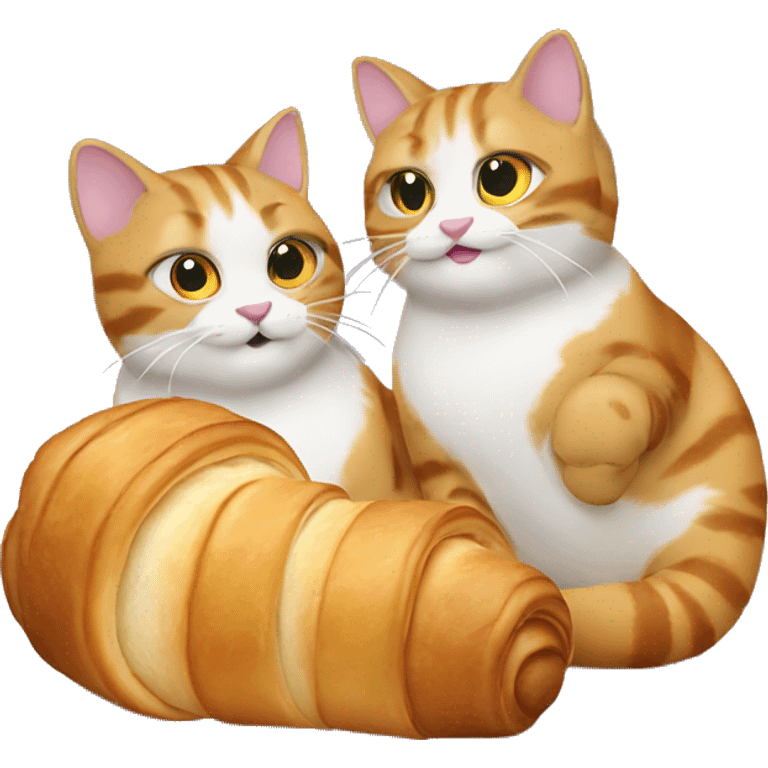 2 french cats eating croissants emoji