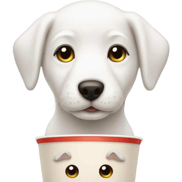 White dog pup cup emoji