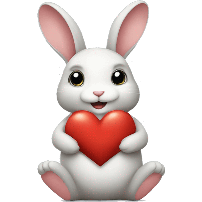 Rabbit hugging a heart emoji