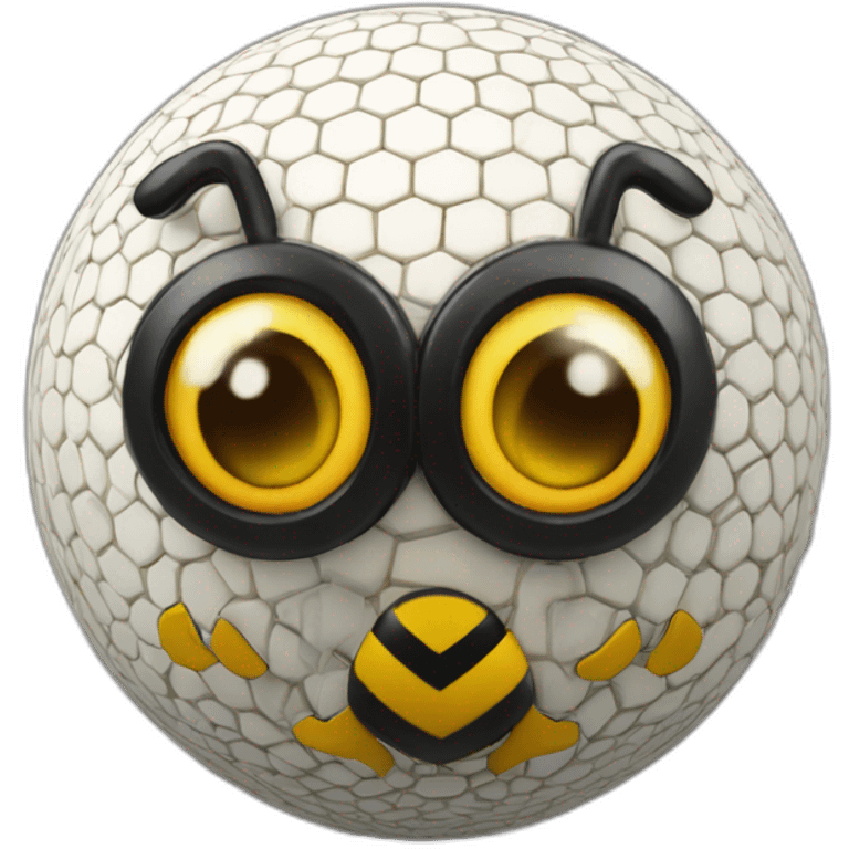 3d sphere with a cartoon Bee skin texture with Eye of Horus emoji