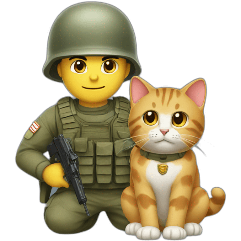 soldier cat with mario emoji