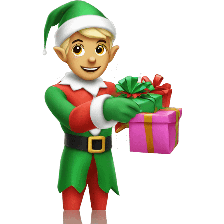 Elf wrapping gifts emoji