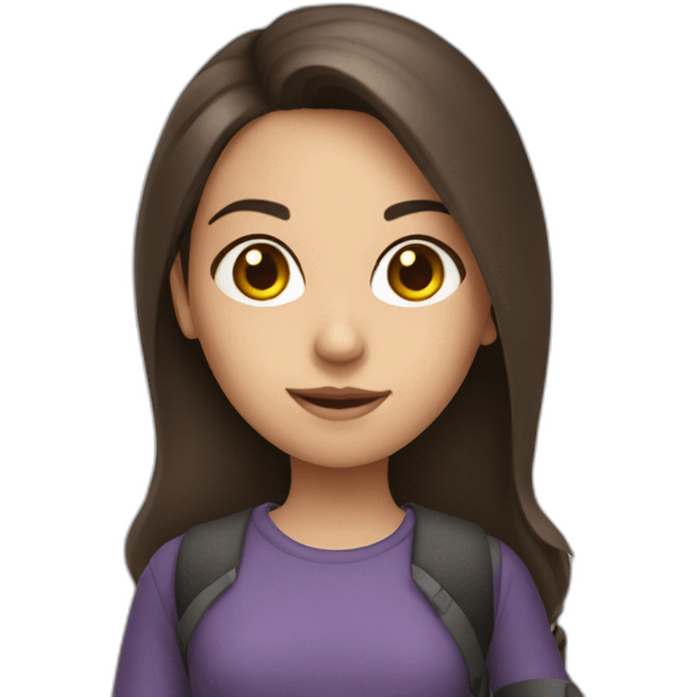 a brunette girl holding a pencil emoji