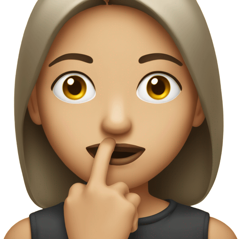 Person putting finger on lip emoji