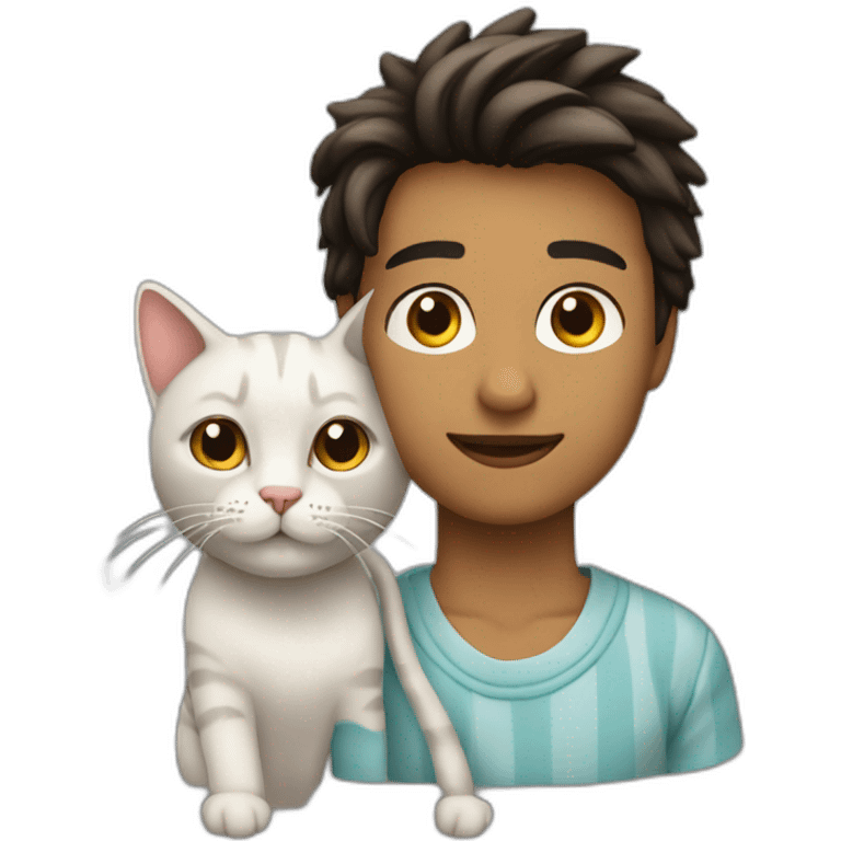 joven delgado con gato rayado emoji