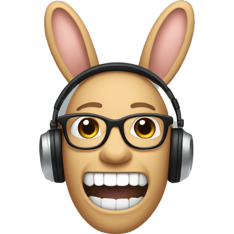 nerd with rabbit teeth with headphones on emoji