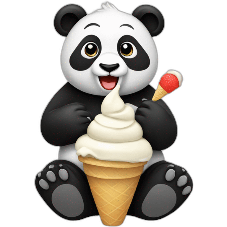 Panda eating ice cream emoji