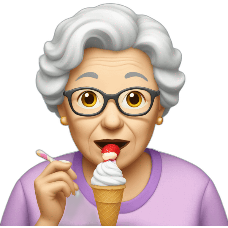 grandma eating ice cream emoji