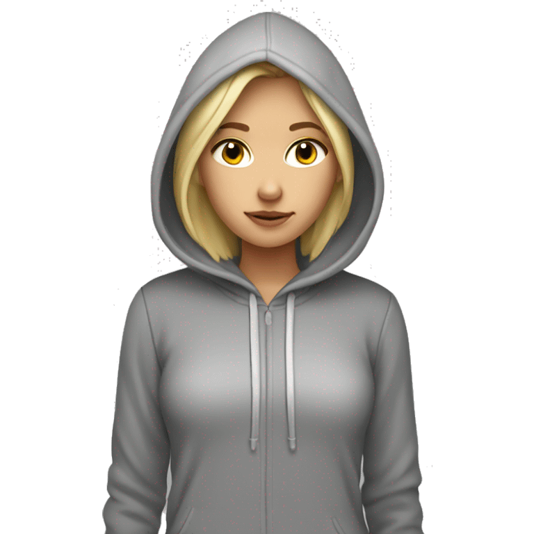 blonde girl with hoodie and sweats on emoji