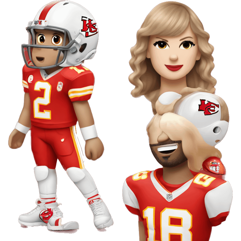 Taylor swift wearing a Kansas City chiefs jersey  emoji