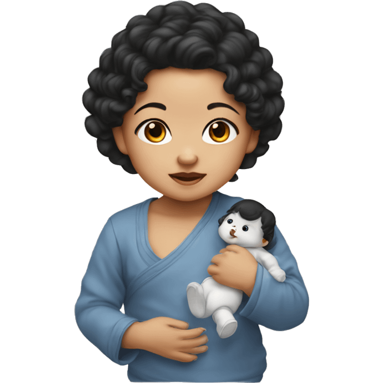 Southeast Asian female infant with black curly hairSou emoji