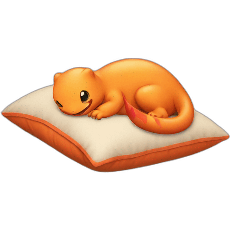 Charmander sleeping in a cushion emoji