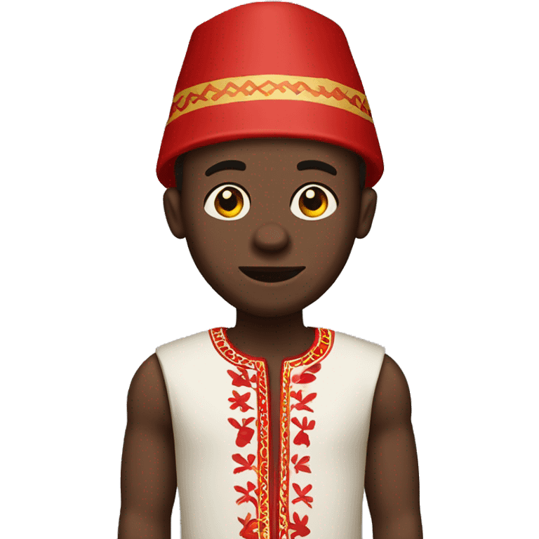 Igbo man wearing a red and white traditional Igbo emoji