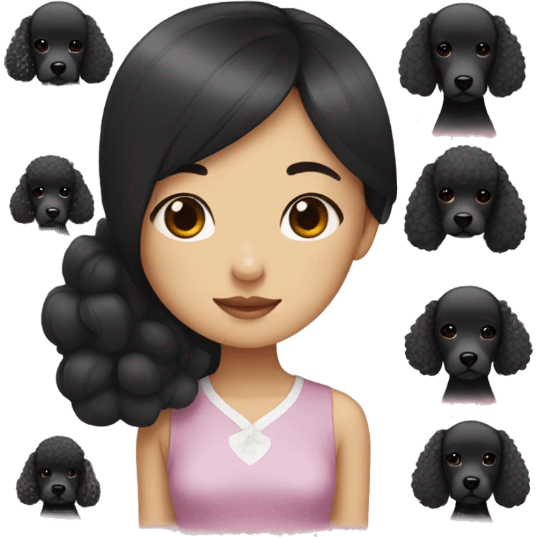 Korean girl with black straight hair and black poodle emoji