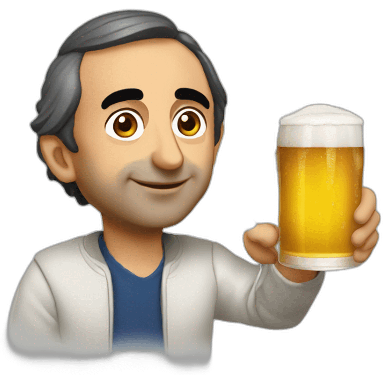 Eric zemmour with a beer emoji