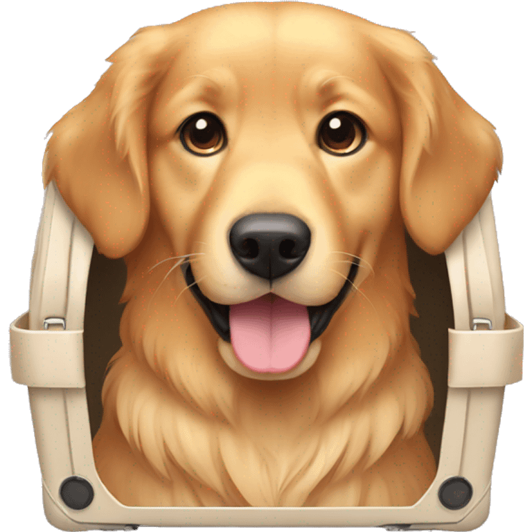 female golden retriever inside a carrier emoji