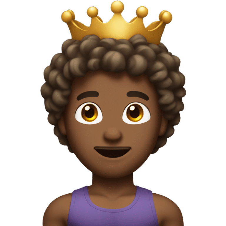 Body builder with brown curly haïr with a crown on his head emoji