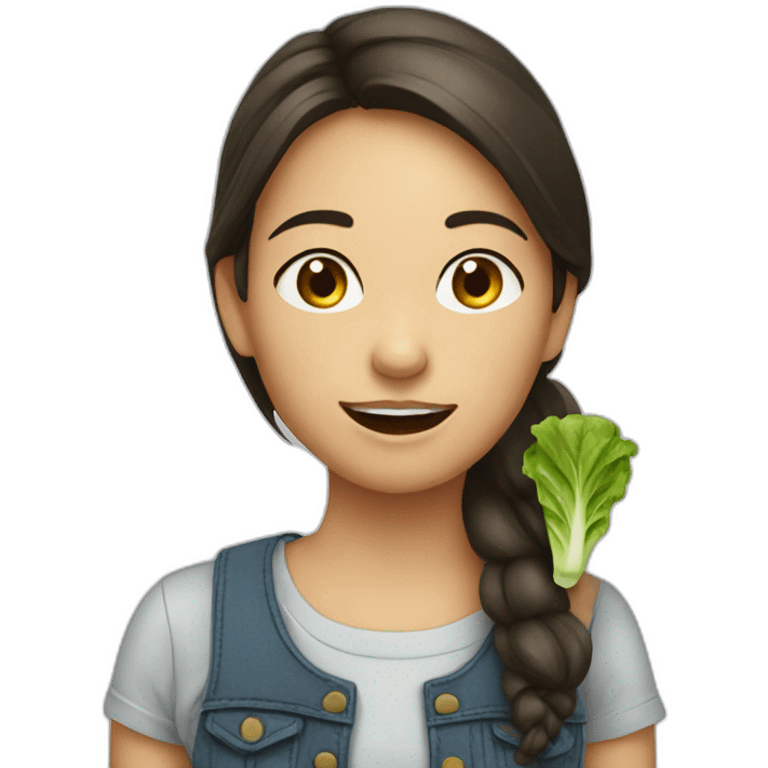 girl eat lettuce emoji