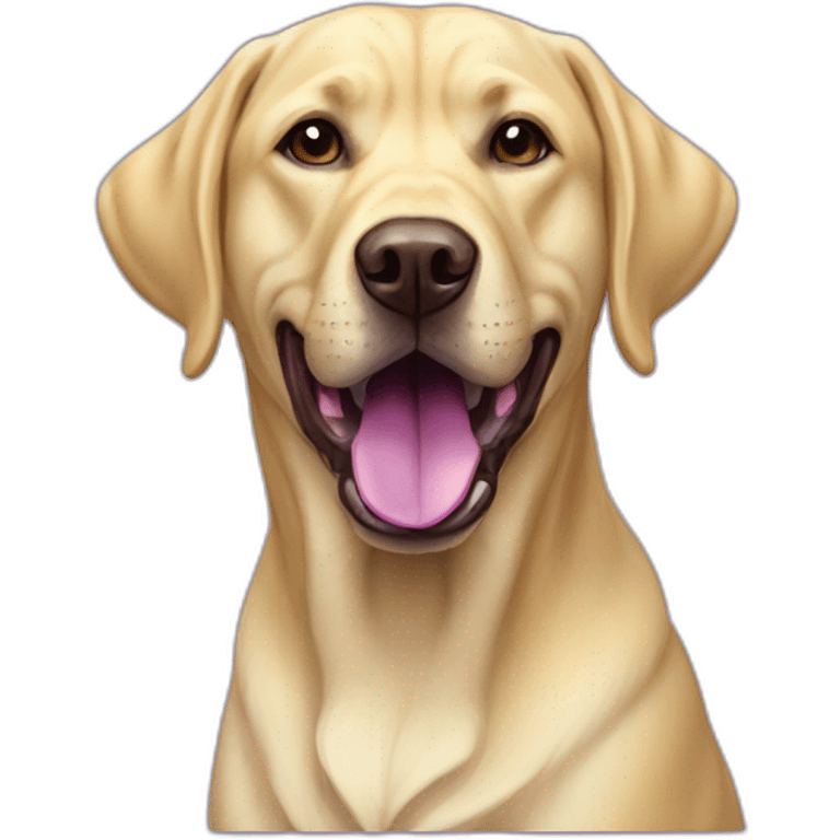 Yellow Labrador Dogue with purple tongue emoji