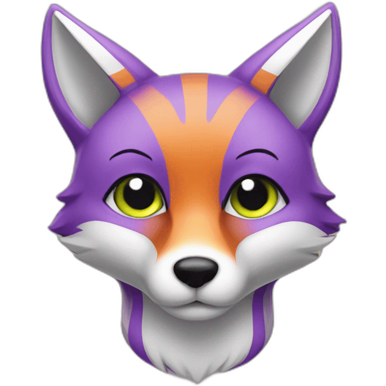 Purple fox with lime stripes emoji