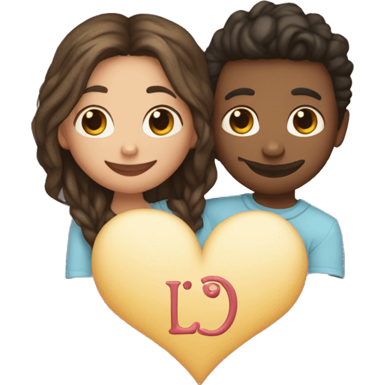 Two hearts with the initials luzE and JohnJ emoji