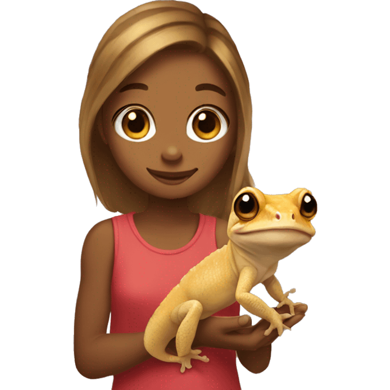 girl holding crested gecko emoji