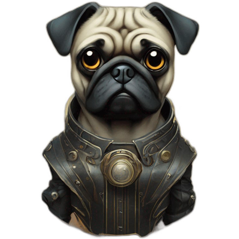 A cyberpunk pug in Art Nouveau style during 1910 emoji