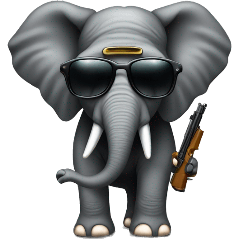 elephant in glasse with guns emoji