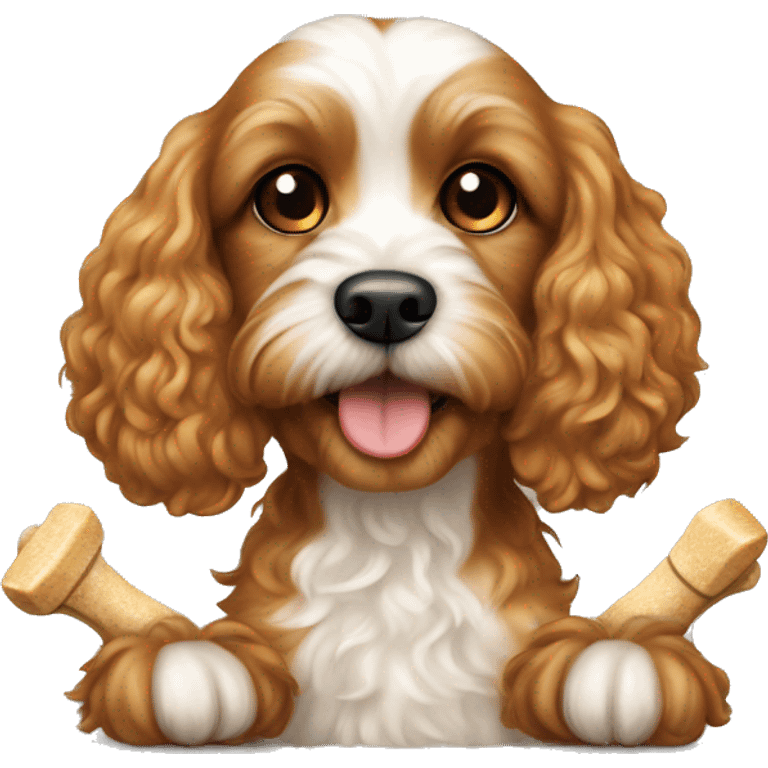 cavapoo with dog bone emoji