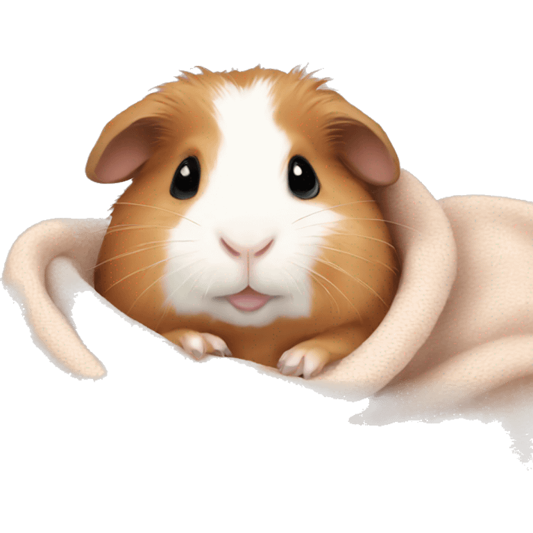 Guineapig cuddling a soft small blanket  emoji