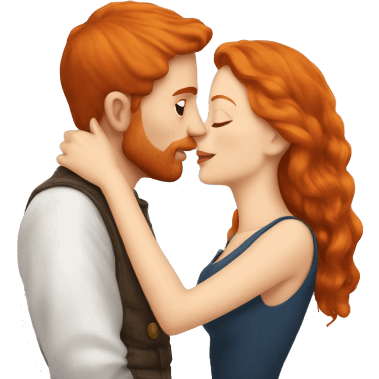 Slavic Redhead Kissing French man  emoji