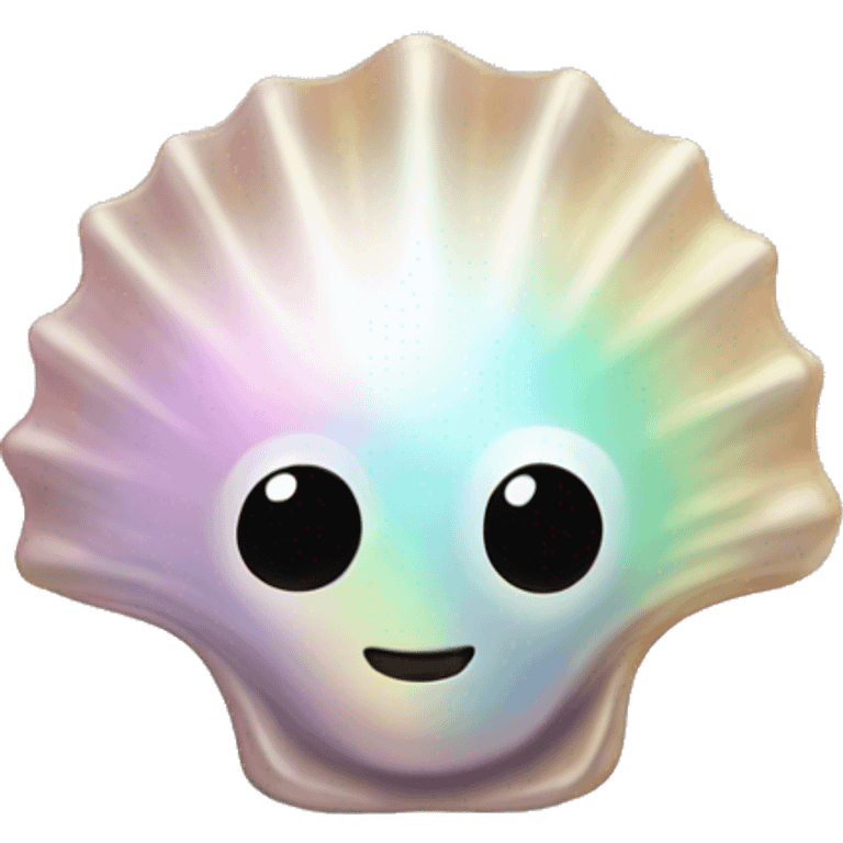 Iridescent pearl in seashell with no eyes emoji