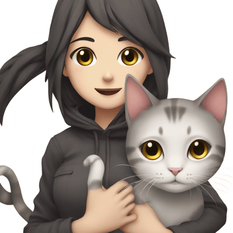 anime girl and cat emoji