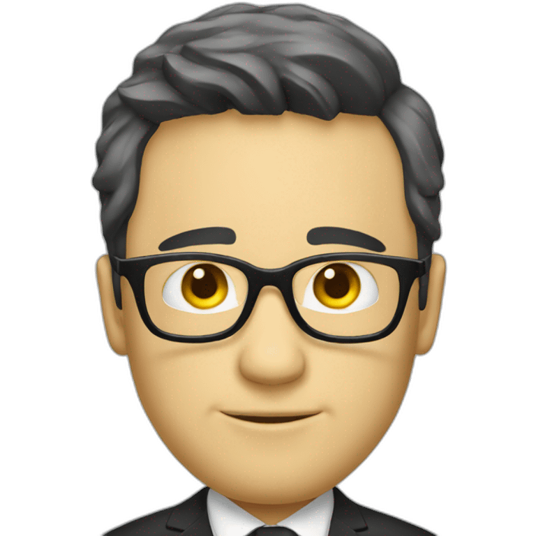 white guy with yellow tinted glasses and black hair wearing a suit  emoji