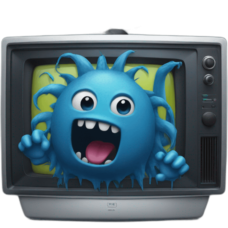 blue monster coming out of a tv emoji emoji