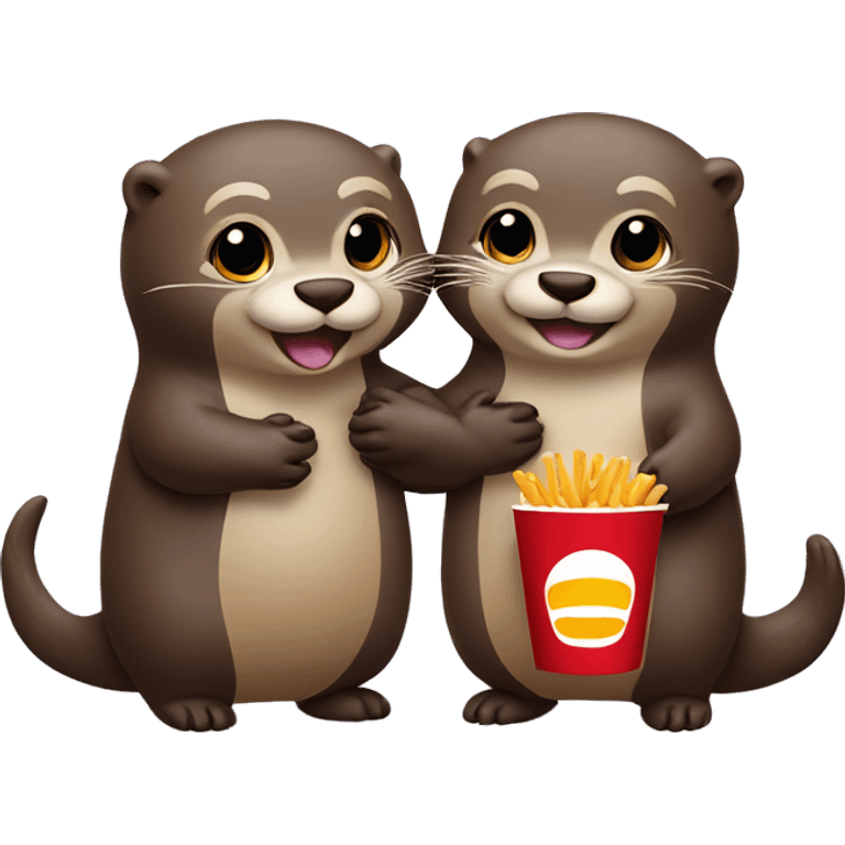 two otters sharing mcdonald’s holding hands emoji