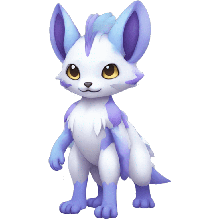 Cute cool white blue purple animal hybrid Fakemon full body emoji