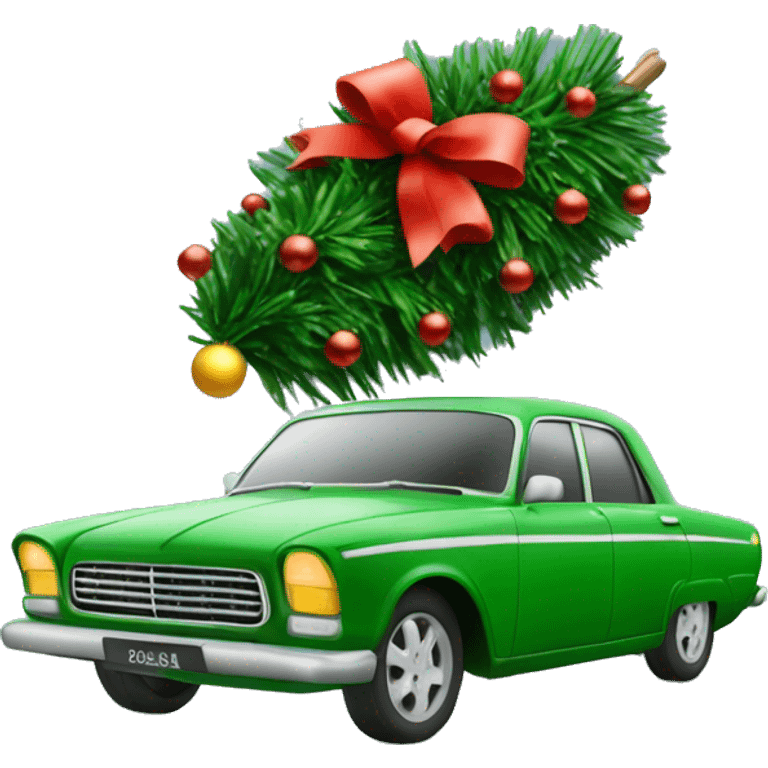 Christmas blsck car with Christmas tree emoji