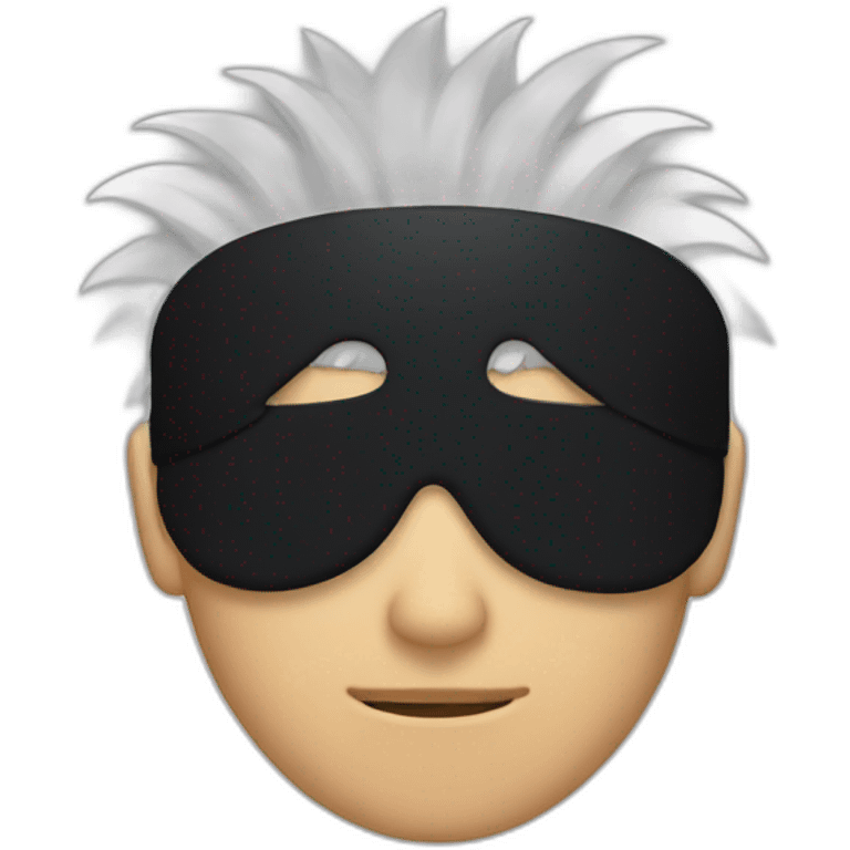 white-haired young man with black blindfold covering his eyes , with spike hair emoji