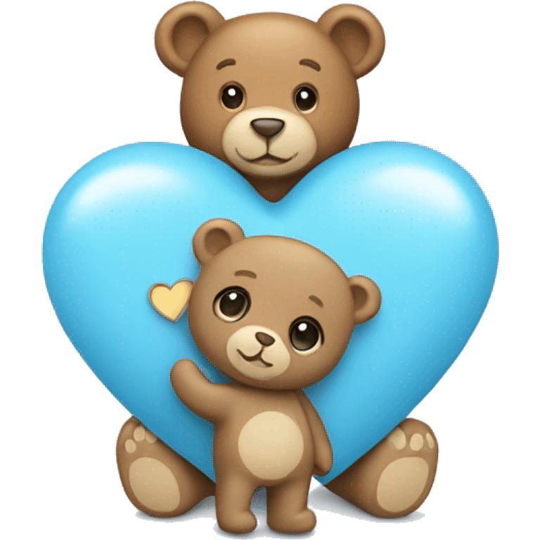 light blue heart with teddy bear emoji