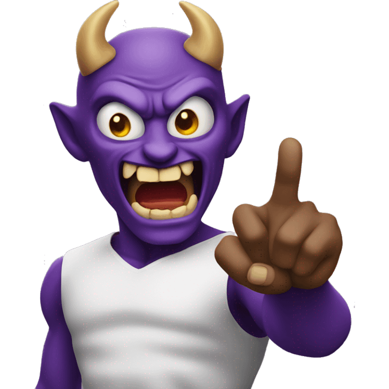 a purple demon says shut up with his hand emoji