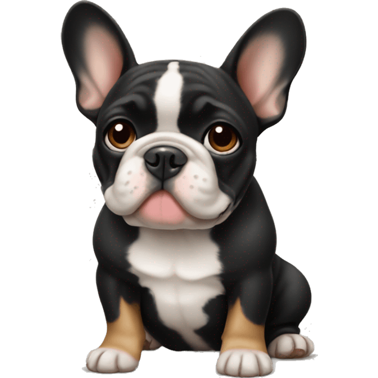 Black, tan and white French bulldog  emoji