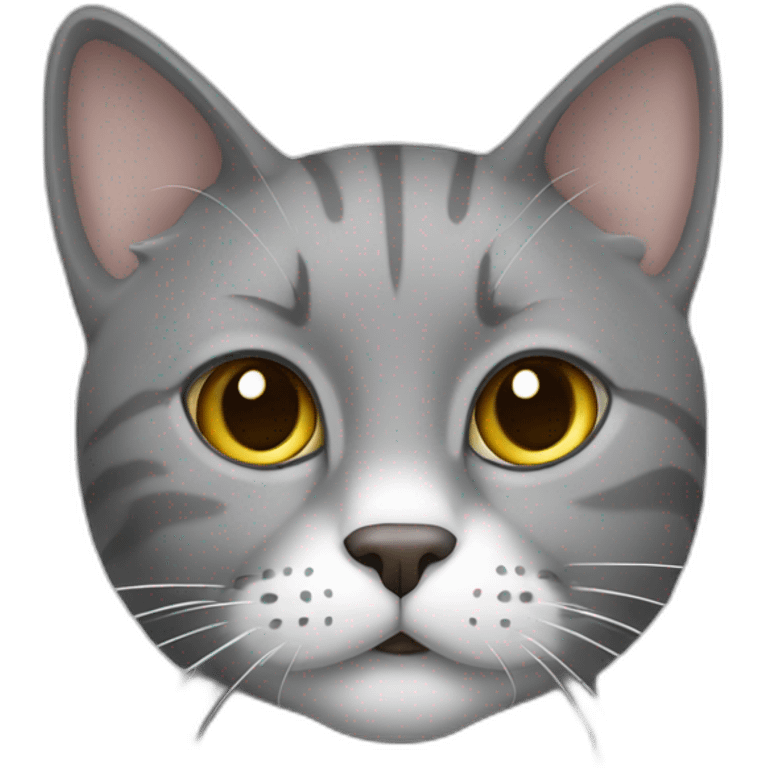 Cat grey with white ligne in middle of his face emoji