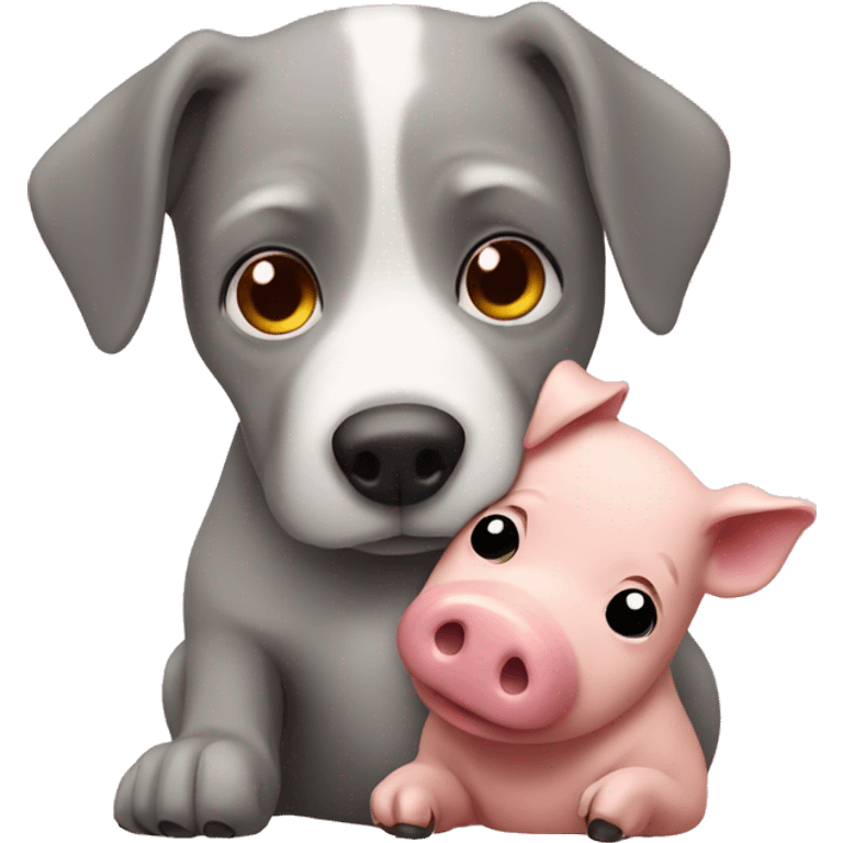 Dog and pig cuddling emoji