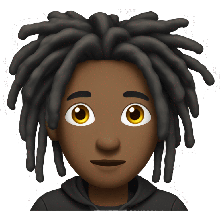 Black-guy-with-dreads-wearing-black-trackstuit-sitting-down-on-chair facing-foward-focused-on-laptop-computer- emoji