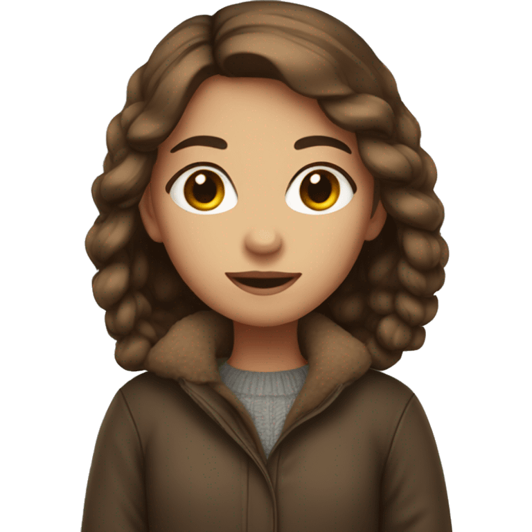 girl with brown hair wearing warm clothes  emoji