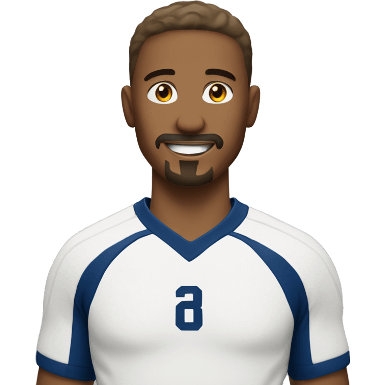 grown skin man with goatee in volleyball uniform smilng emoji