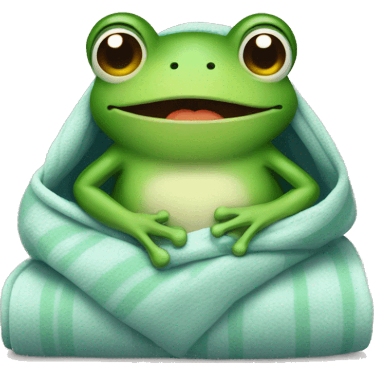 Frog in cozy blanket emoji